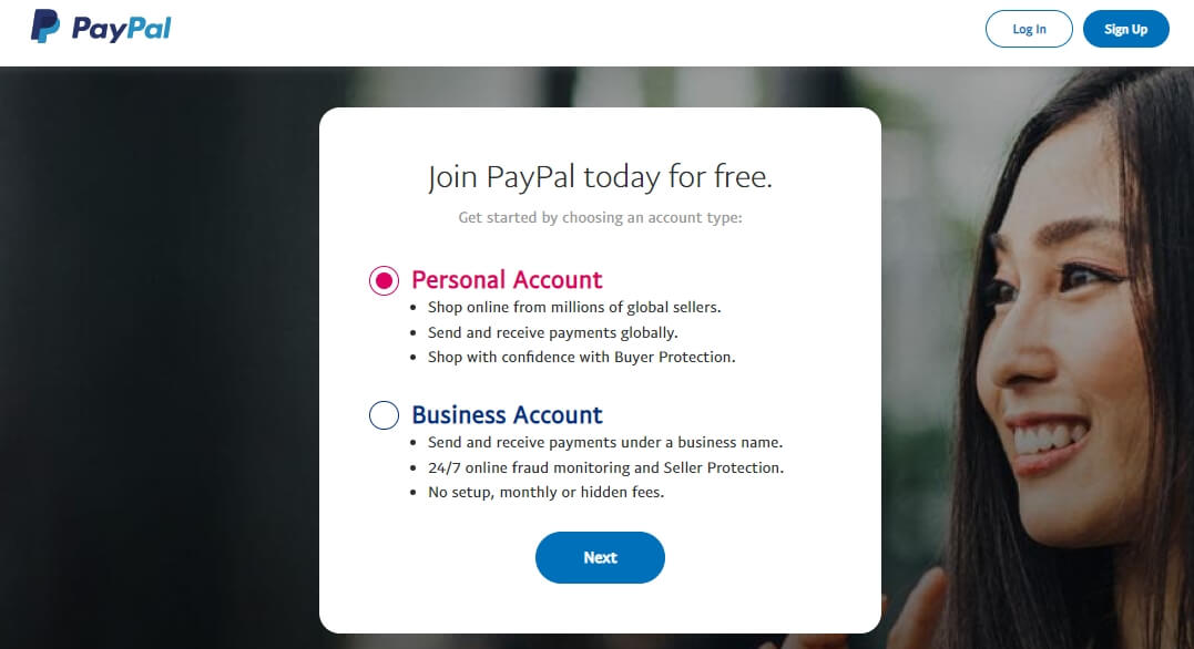 Signup PayPal Account